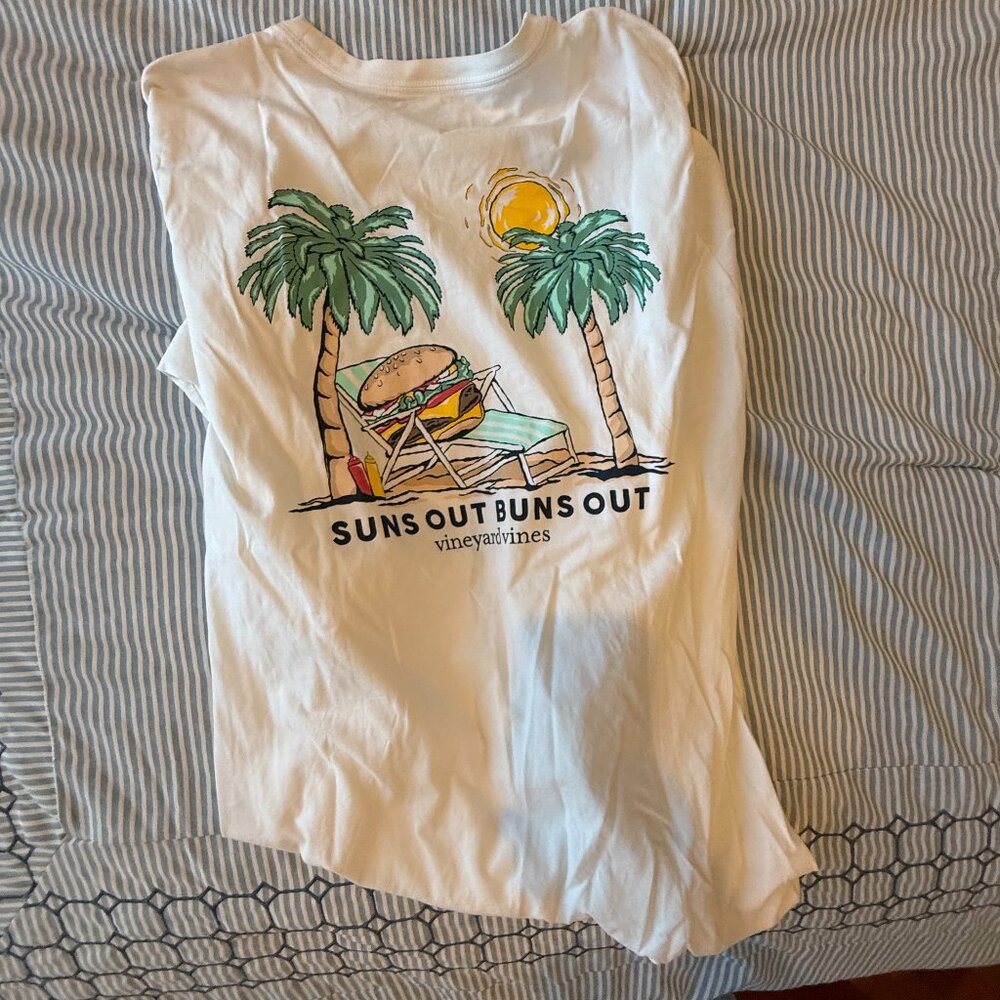 VINEYARD VINES WHITE LONG SLEEVE T-SHIRT, SIZE SMALL